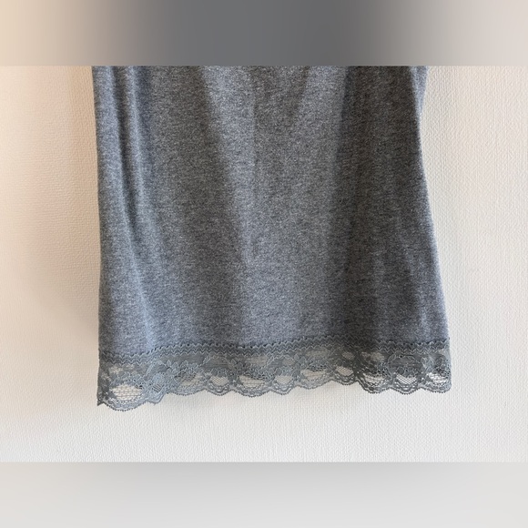 Y2K EXPRESS Lace Trim Cami Tank Top Stretch Gray Camisole Coquette Indie Size M - Picture 7 of 10